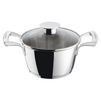 photo cucina italiana casserole in 18/10 stainless steel with glass lid, diameter 18 cm 1